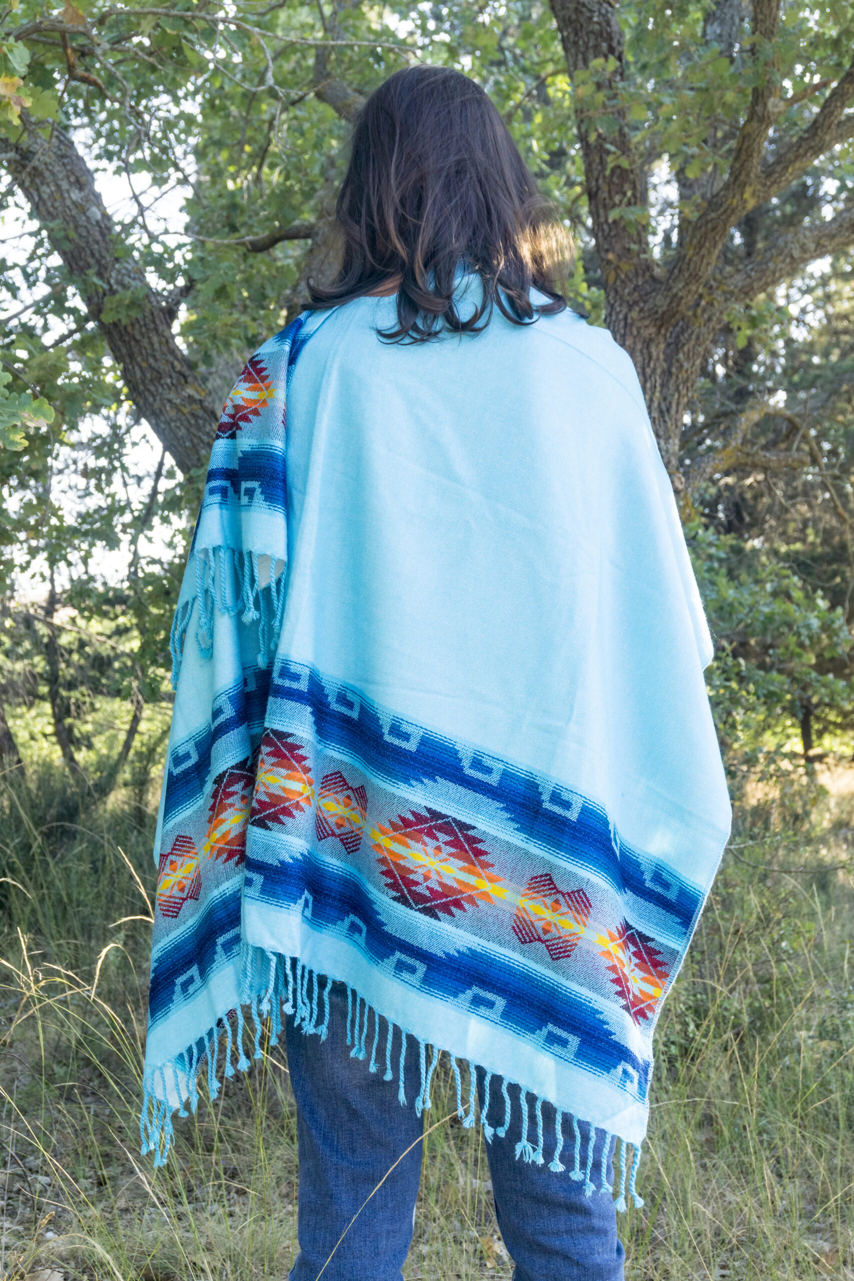 Light Poncho - Light Blue 6 Alpaca Wool Poncho