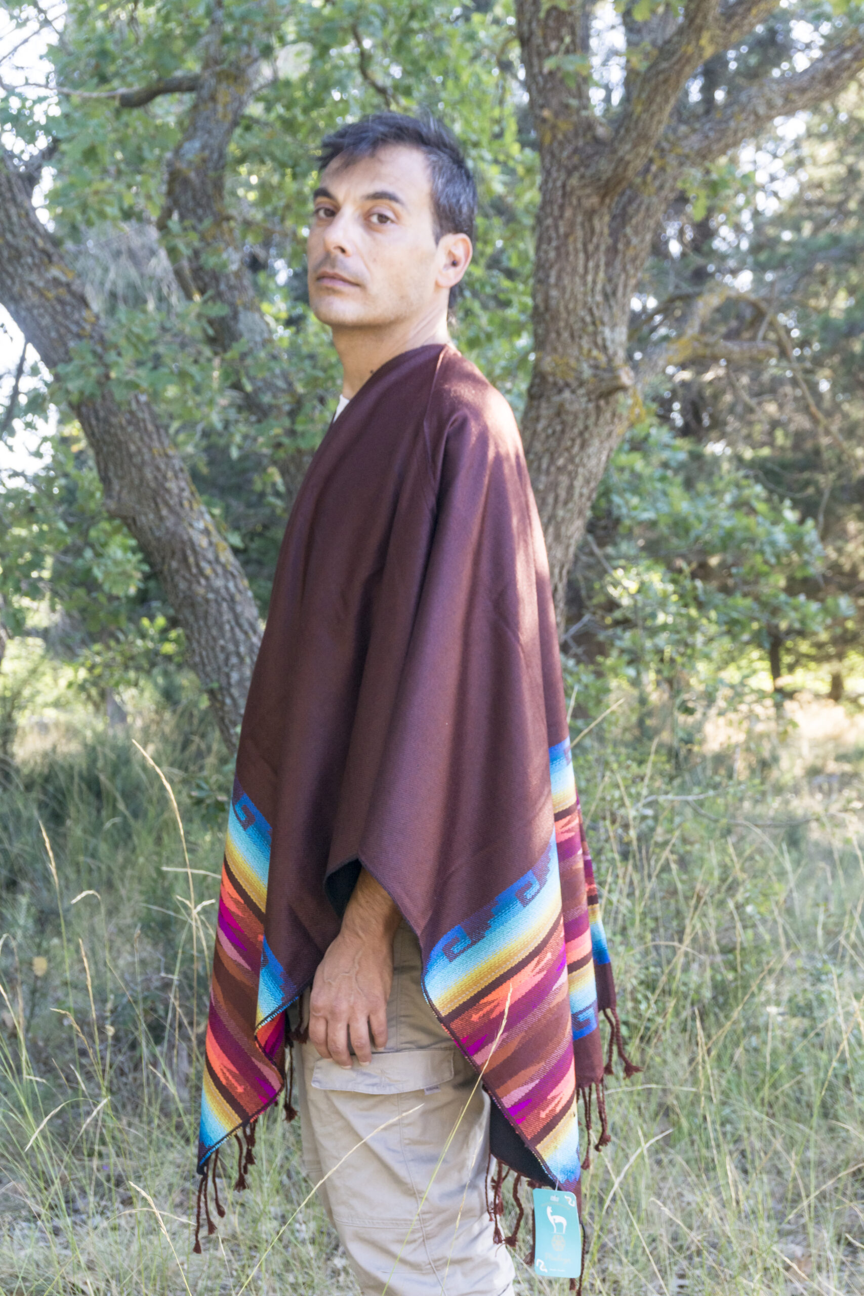 Light Poncho - Bordeaux 2 Alpaca Wool Poncho