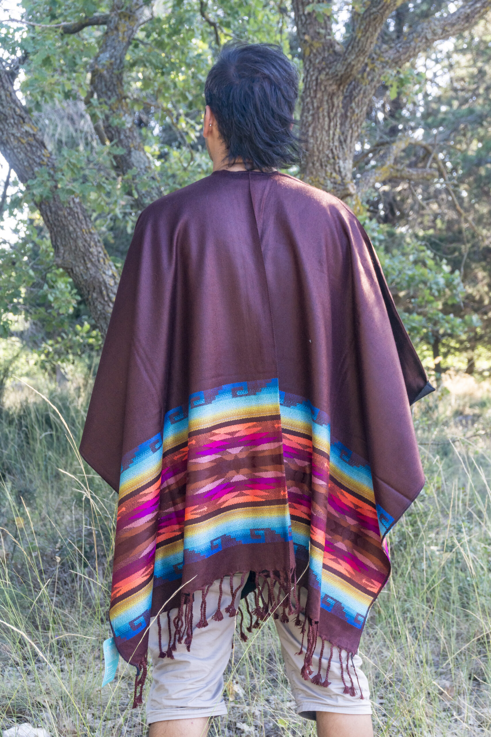 Light Poncho - Bordeaux 3 Alpaca Wool Poncho