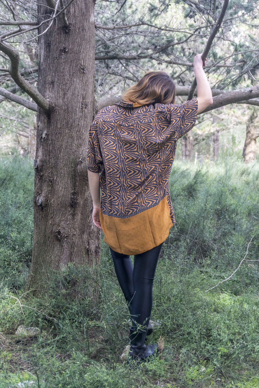 Tiger Stripped - Size: L 5 Silk Shirt