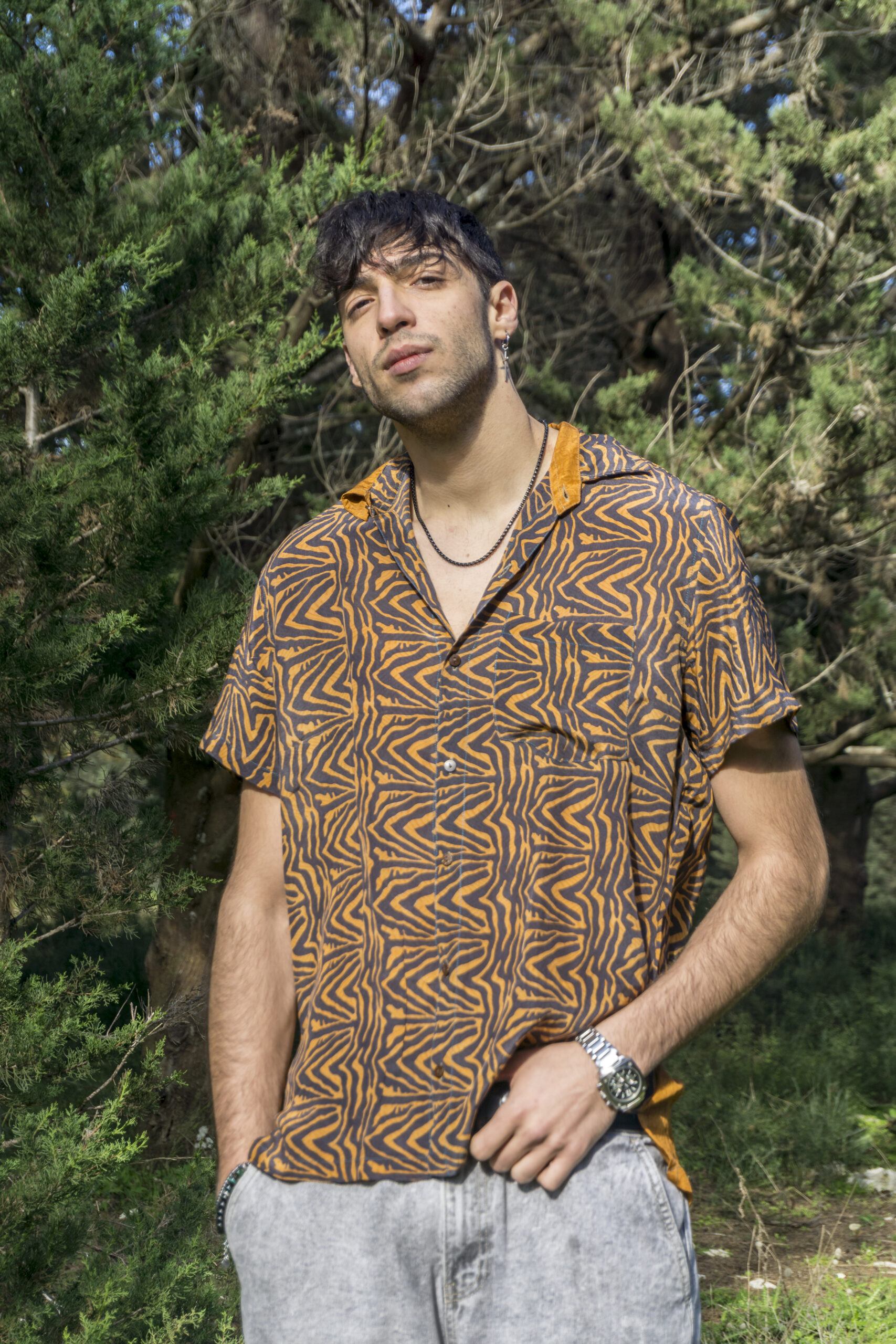 Tiger Stripped - Size: L 2 Silk Shirt